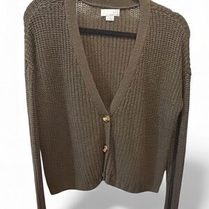 Ten Sixty Sherman Women’s Brown Cropped Cardigan Sweater Button Up
